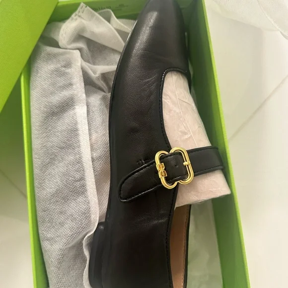 Sam Edelman Michaela Black Leather  Mary Jane’s with Gold Buckle - Picture 4 of 8